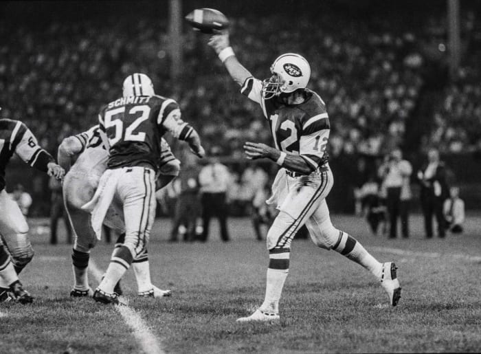Namath's 1970 opener: 298 passing yards and one TD...but three picks, too.